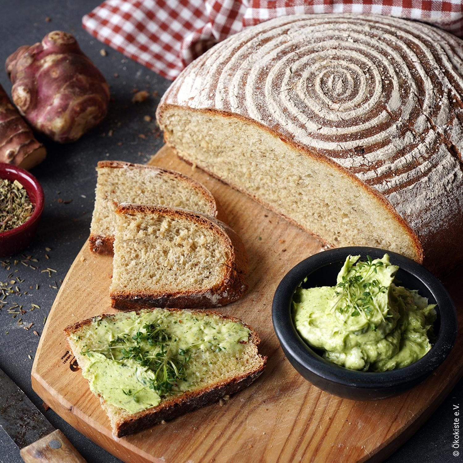 Rezept: Topinamburbrot mit Kressebutter (1 Brot)