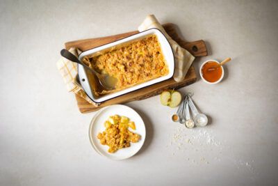 Rezept: Apple Crumble mit Quittengelee (4 Portionen)