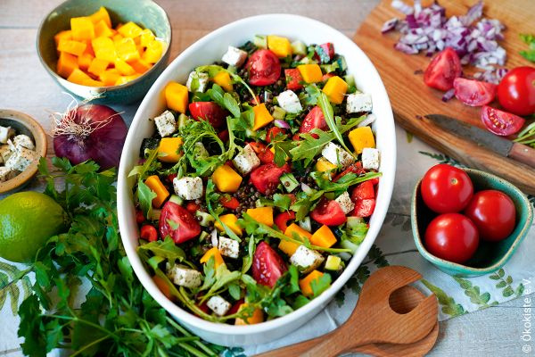 Rezept: Sommerlicher Linsensalat (2-4 Portionen)